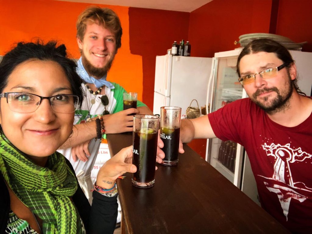 Treating ourselves to a rum and coke after placing our new bar into our kitchen.