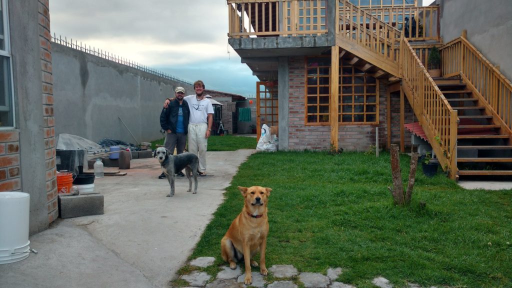 Roger and Ollie and Tali at 7am posing and saying goodbyes before leaving to Colombia.