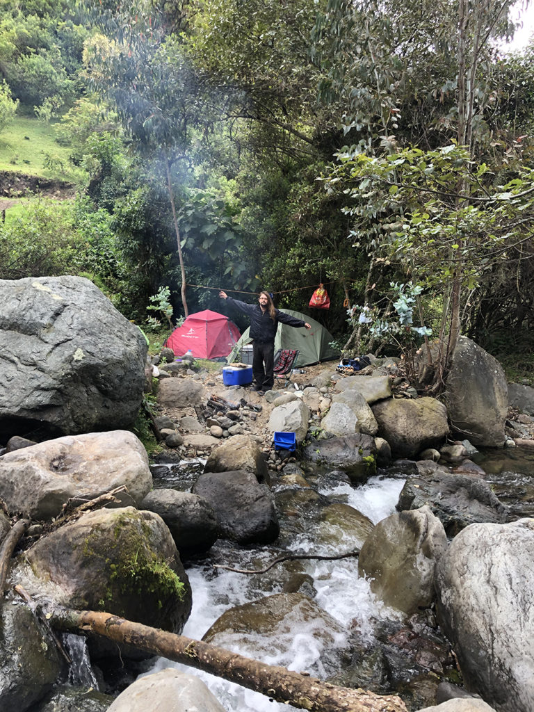 Camping in Ecuador near a river